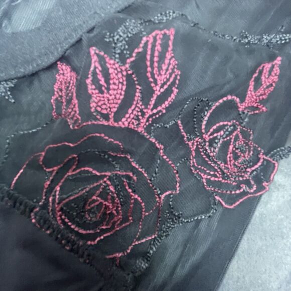 Thistle and Spire Thorn Apart Bikini Panty Womens 1X Black Sheer Roses Revolve - Picture 4 of 8